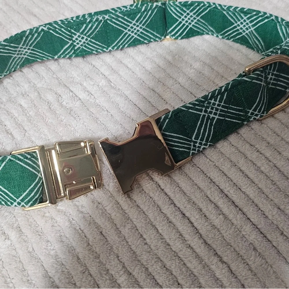 The Foggy Dog Green Plaid Dog Collar (L)